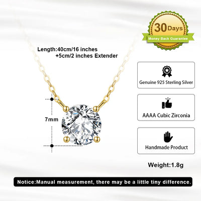 ORSA JEWELS 925 Sterling Silver Dainty Necklace for Women 14K Gold Plated Round Brilliant Cut Solitaire Pendant Necklace APN13