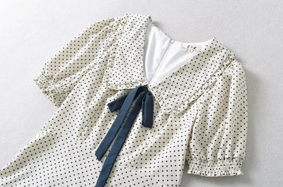 Luxury Dresses Women 2025 Summer Short Dress Sexy Frenchy Mini Dress Short Puff Sleeve Mini Dress With Bow Detail Dots Print