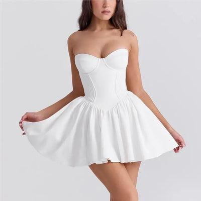 Luxury dresses women 2025 Summer dresses for women evening party dresses bodycon white mini dress elegant ruffle dress tube top