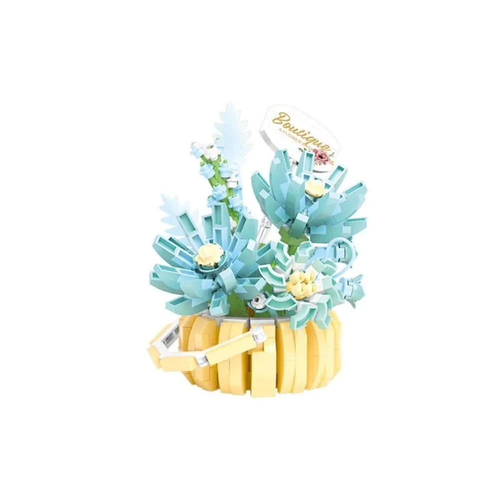 Garden Romantic Bricks DIY Potted Plants Model Bag Eternal Basket Bonsai Flower Succulents Building Blocks