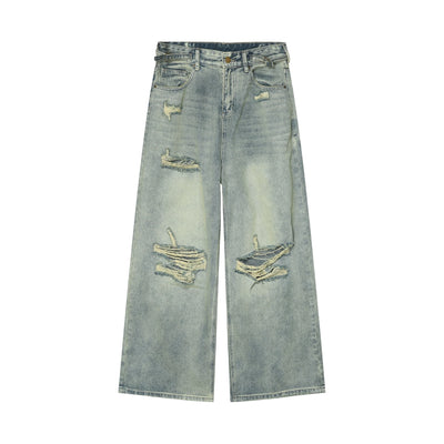 Loose Ripped Jeans Men Blue Baggy jeans For Men High End Wide Leg Pants Soft Denim Jeans Summer Streetwear Fashion Mens Trousers