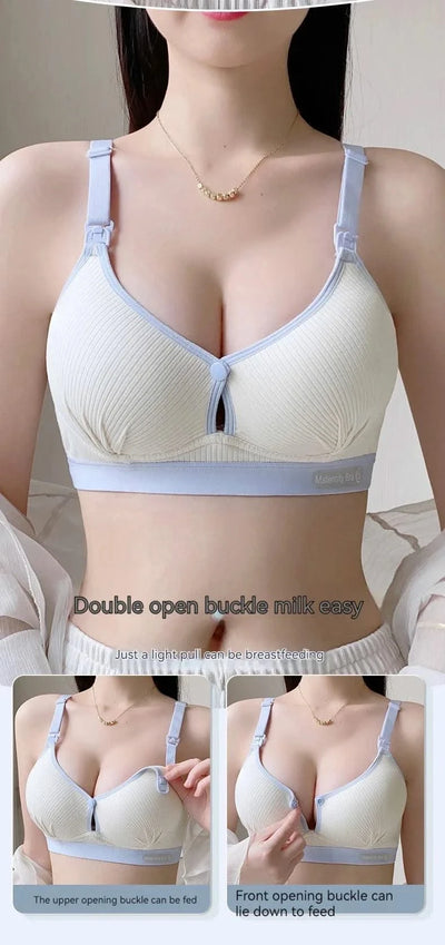 All-season Maternity Bra For Pregnant Women Breast-lifting Anti-sagging Front-opening Design For Breastfeeding Made  Pure Cotton