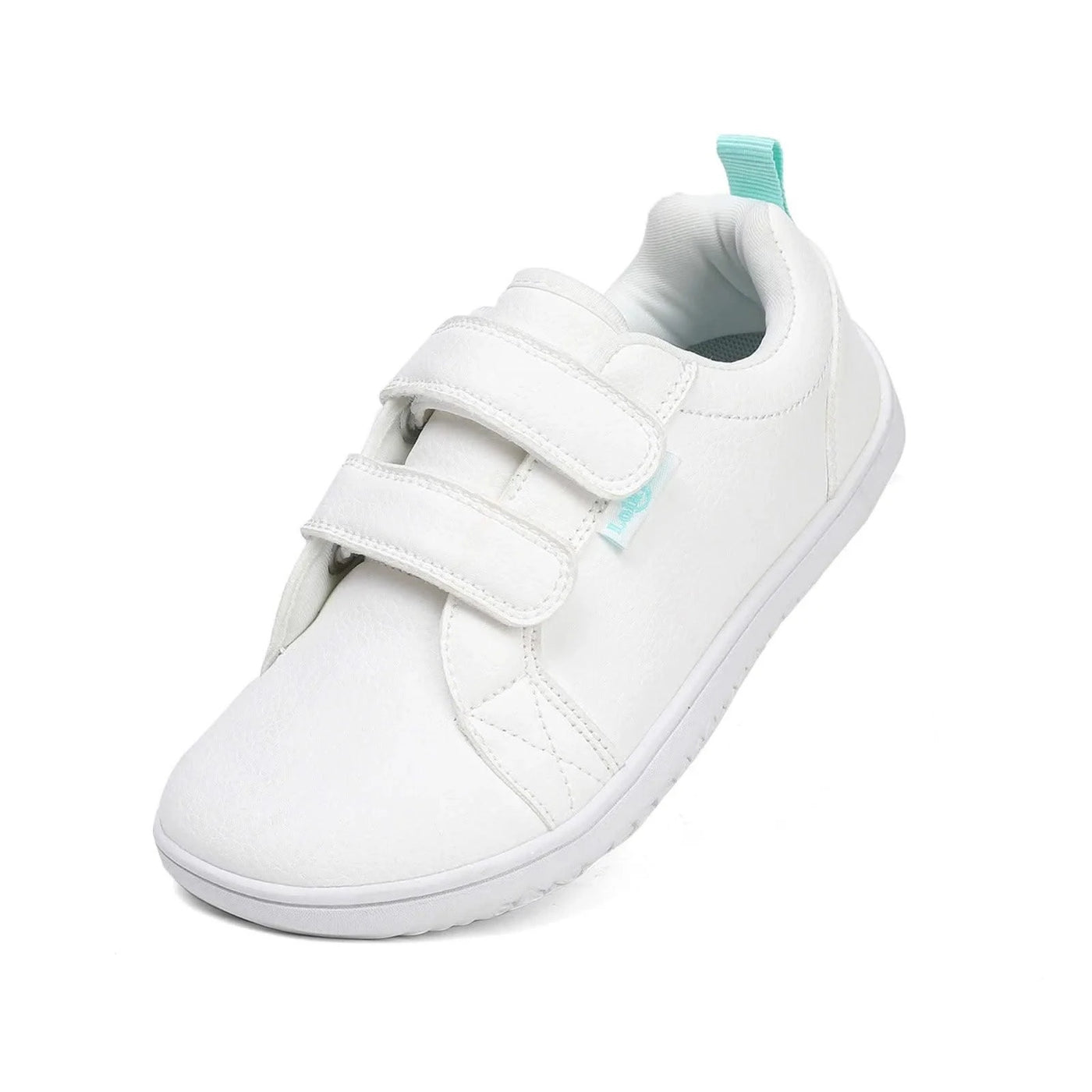 Kids Lightweight Hook Loop Artificial Leather Walking Shoes | Boys Girls Wide Toe Minimalist Fashion Flat Sneakers