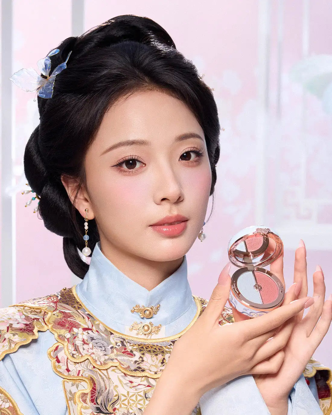 Flower Knows Butterfly Cloud Blush Duo Waterproof Long Lasting High Pigment Highlighting Powder Natural Glow Vegan Makeup