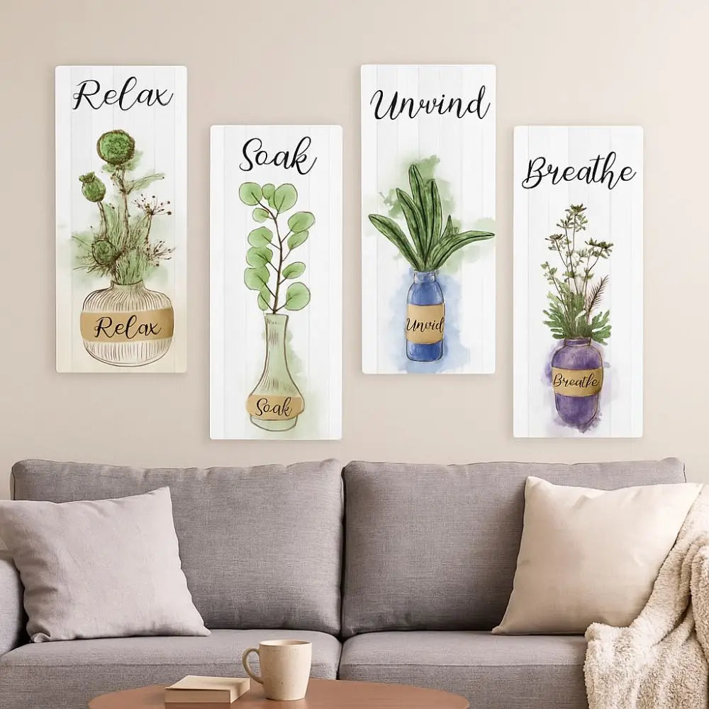 Wall Plate Wooden Floral Wall Art Handmade Rustic Style Plants Hanging Sign Decorative Wall Decor Paintings Home Decor