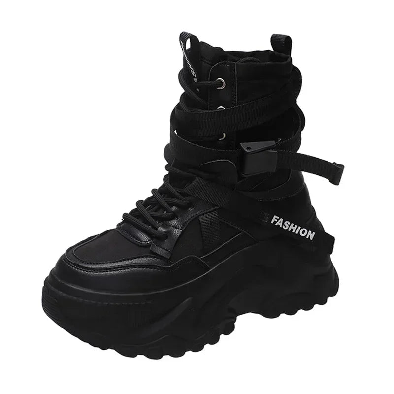 Women's Boots Platform Luxury Designer Shoes for Women  Lace Up Chunky Shoes Breathable Comfort  Ankle Boots Botas De Mujer