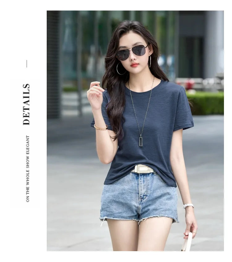 Oversized Summer T shirts for Women Casual Female Korean Streetwear Tees Unisex Basic Solid Young Cool Tops