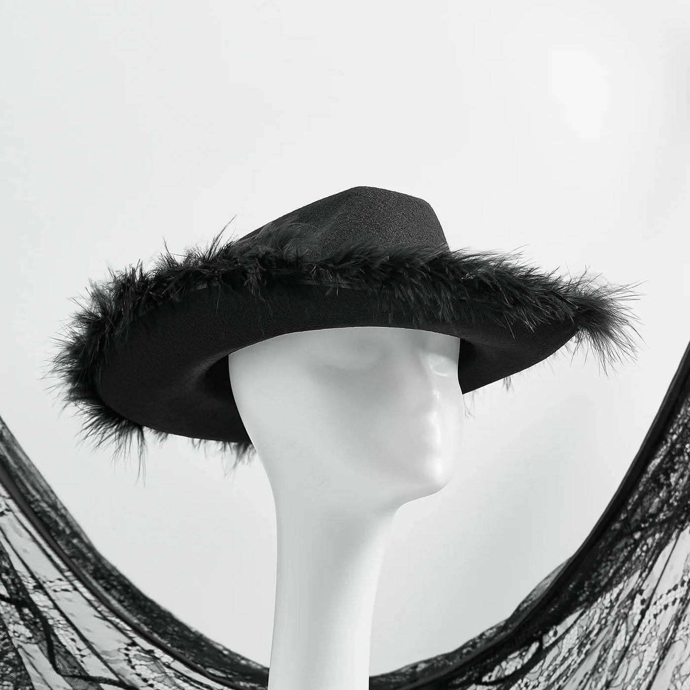 Women's Cowboy Hat, Adult Solid Color Furry Trim Wide Brim Hat Female Cap for Dating Party