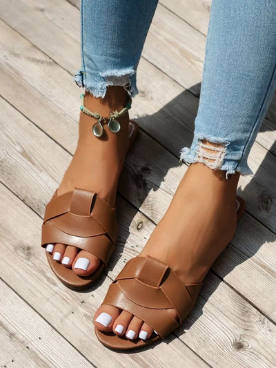 Designer Woman Flat New Slippers Woven with Comfortable Women's Shoes Casual Bottom Slippers Women's Shoes Summer