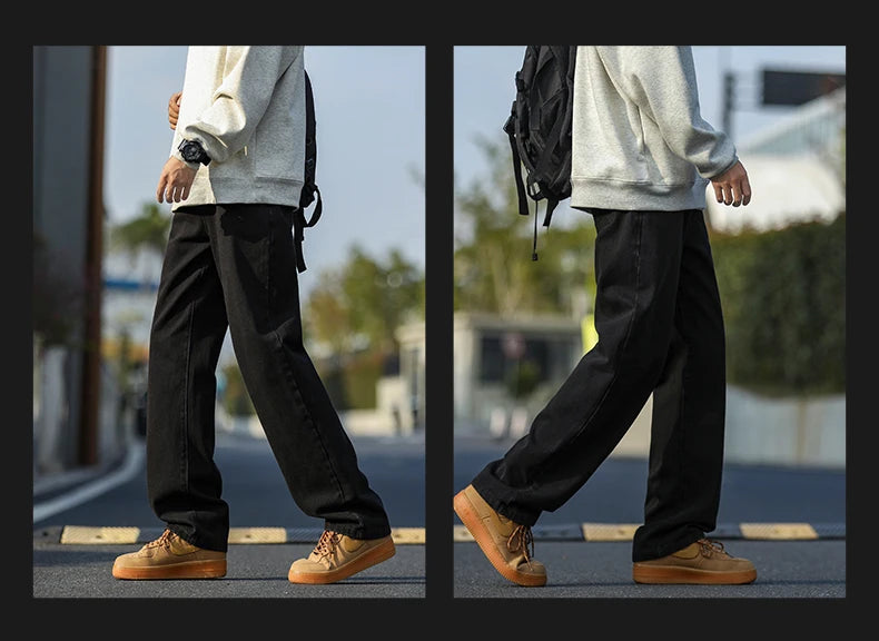2025 New Men's Baggy Casual Jeans Male High Street Straight Leg Denim Pants American Classic Retro Autumn Casual Long Trousers