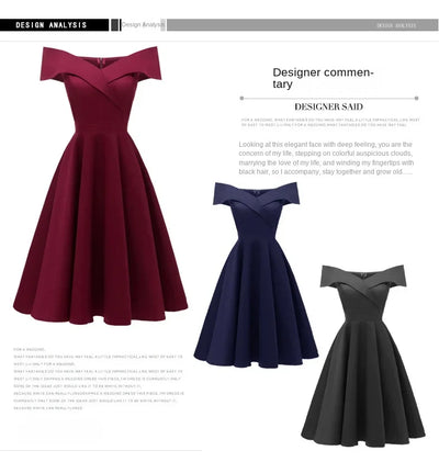 2024 New Vintage Women Summer Dresses Off Shoulder V-Neck Retro 50s 60s Elegant Dress Sexy Rockabilly Party Dress Midi Vestidos