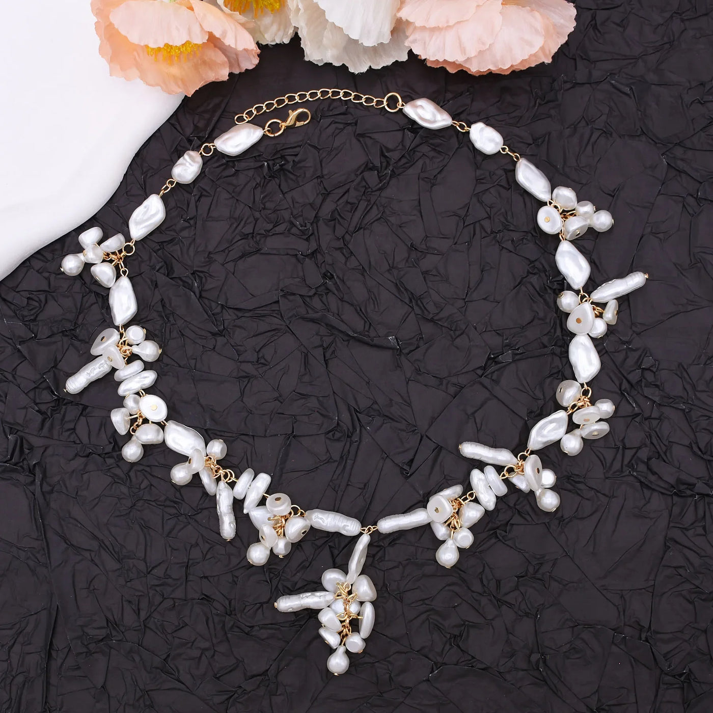 Luxury Baroque Irregularity Pearl Necklace Double Layered Jewelry for Women Fashionable Long Chain Dress Female Accessory Gift