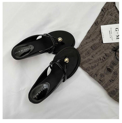 Women's Slippers Heeled Sandals Casual Flip Flops Shoes Woman 2025 Trend Summer Shallow Dress Design Pumps Clip Toe Slides Mujer