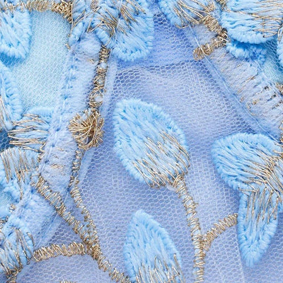 Women Blue Camisole Vest Bra Embroidery Flower Corsets Slim Fit Versatile Lady Bustier Corset Tops Sexy Mesh Back Lingerie