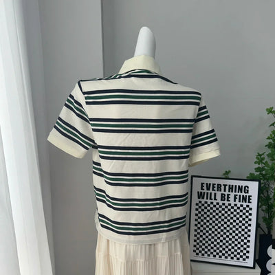 Hirsionsan Polo Neck T Shirt Women Soft Chic Tees 95% Cotton Jumper Clothes Loose Casual Pullover 2025 Summer New Crop Tops
