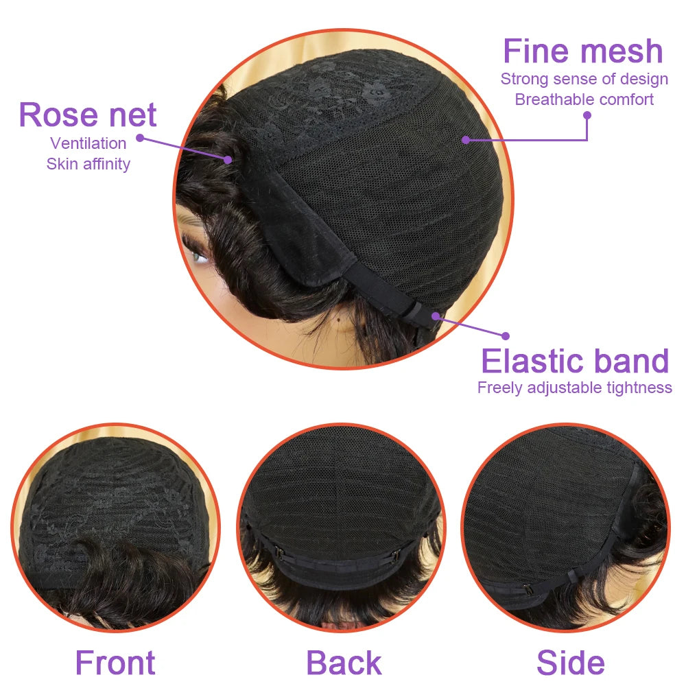 Short Human Hair Wigs Pixie Cut Curly Hair for Black Women Full Machine Made Curly Wig