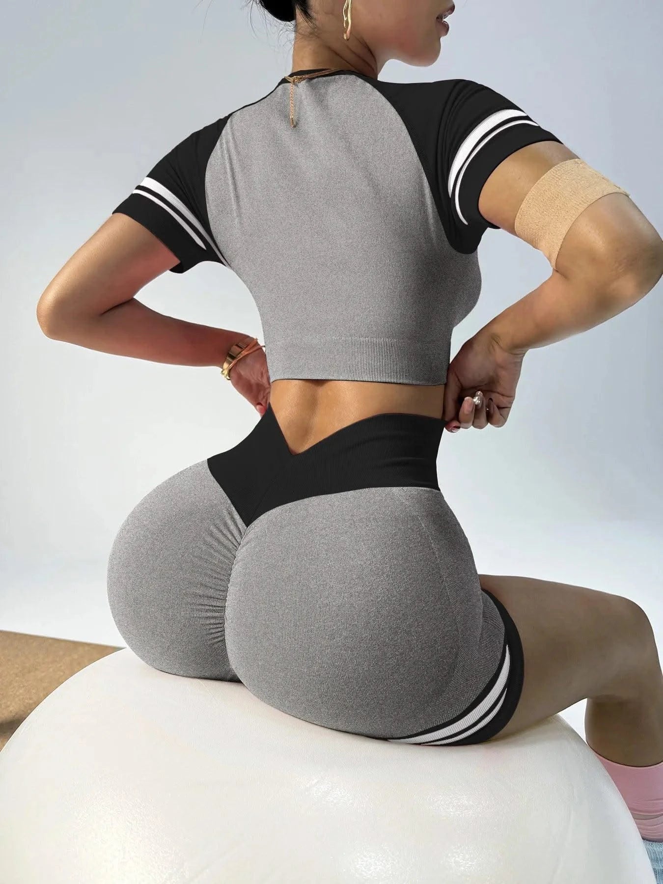 Women Gym V Back Shorts Casual Biker Running