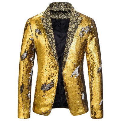 Men's Suit Shiny two-tone sequin shawl Collar suit Men's Wedding Groom Singer Dance Sequin Suit Jacket DJ Club Stage Men's suit