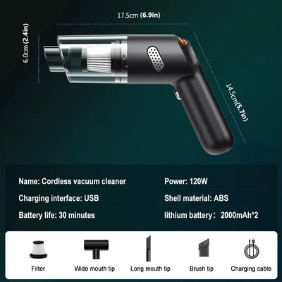 Portable Mini Car Vacuum Cleaner Rechargeable Handheld Automotive Vacuum Cleaner For Car Dust Catcher Cyclone Suction