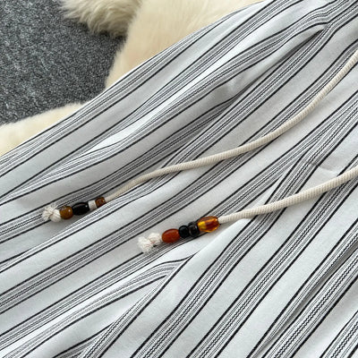 Pant Women Wide Leg Long Pants Striped Casual Loose High Waist Straight Trousers Y2k Streetwear Elegant Splice Work 2025 Capris