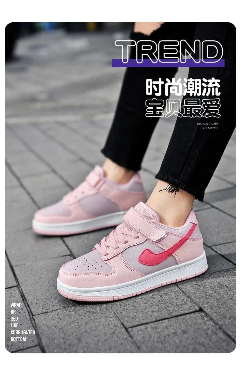 Boys' sports shoes 2025 new leather-covered waterproof children's casual shoes primary school trend non-slip board shoes