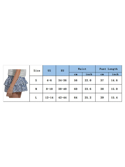 hirigin Women Ruffle Mini Skirt Smocked High Waist Floral Print Short Skirts Tiered Boho Mini Skirts Pleated Layered Skirts