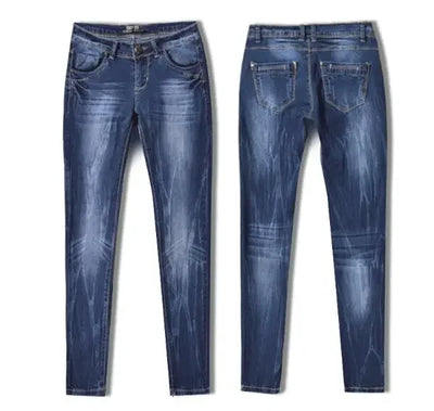 Women's Tight Denim Pencil Pants, Low Waisted Jeans, Tied Dyeing Women Jeans