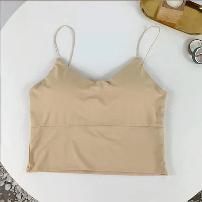 Women Summer Vest Tops Sleeveless Cotton Bustier with Pads