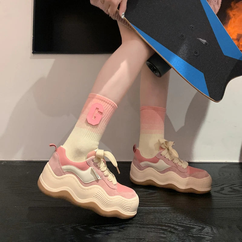 Women New Fashion Sneakers Autumn Casual Brand Shoes Woman Thick Soled Canvas Platform Designer Women Light Flat Versatile Shoes