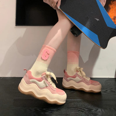 Women New Fashion Sneakers Autumn Casual Brand Shoes Woman Thick Soled Canvas Platform Designer Women Light Flat Versatile Shoes