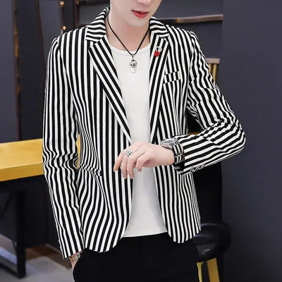 Thin Male Blazer Coat Short Cropped Men's Suit Jackets Slim Fit Single Breasted Luxury Designer High Quality Summer Casual 2024