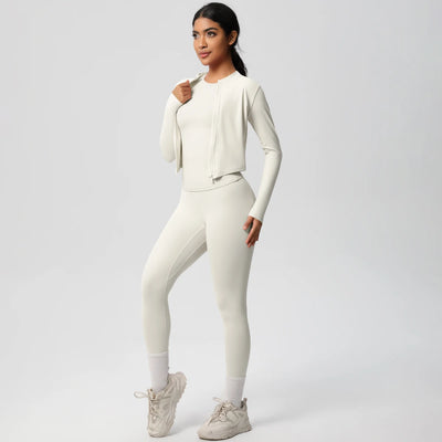 Women Sportswear Yoga Set Workout Clothes Athletic Wear Sports Gym Legging Fitness Top Long Sleeve Yoga Suit ﻿