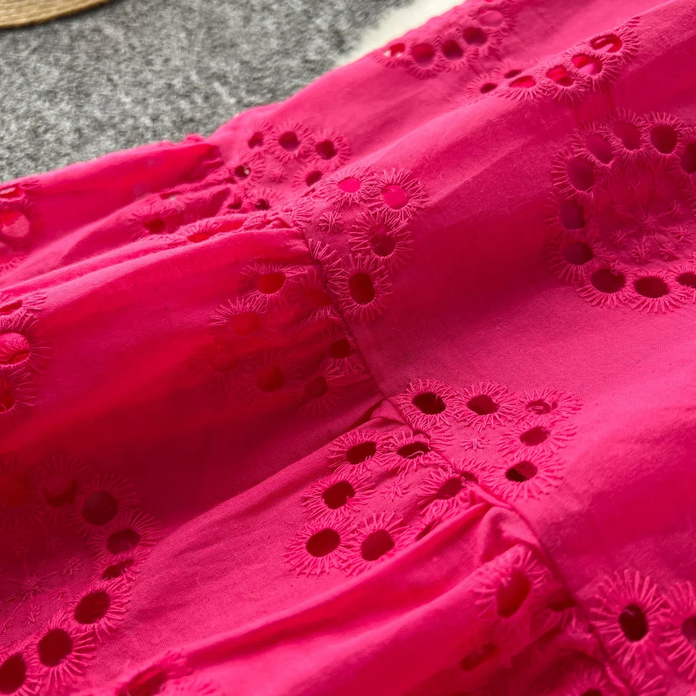 French Vintage Hollow Out Embroidery Butterfly Bow Bandage Slip Dress A-line Chic Casual Beach Vacation Women Summer Dresses