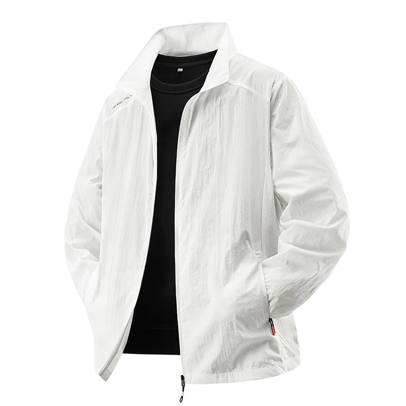 Summer Sunscreen Jacket Men's Casual Quick Dry Breathable UV Coat Outdoor Cycling Camping Fishing Lightweight Skin Windbreaker