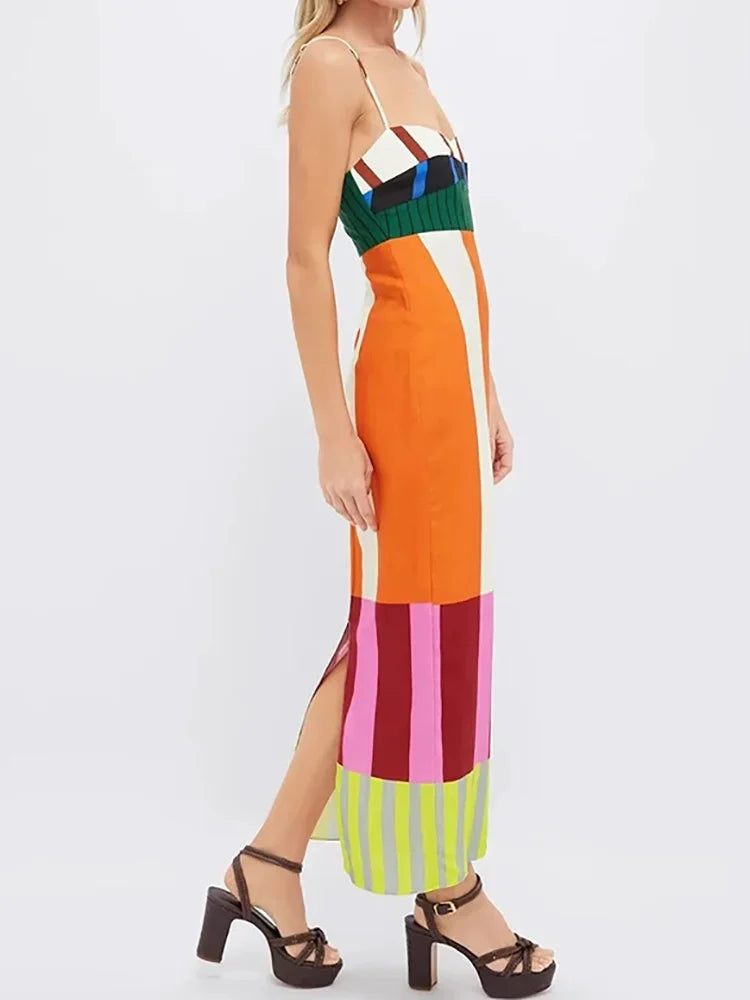 Women Loungewear Fashion Backless Maxi Dress Summer Print Holiday Sleeveless Deep V-Neck Elegant Ladies Party Dress Dropshipping