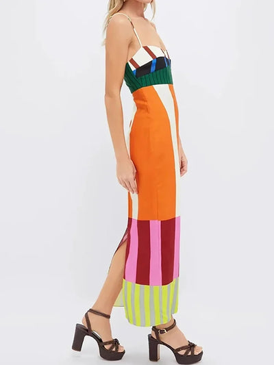 Women Loungewear Fashion Backless Maxi Dress Summer Print Holiday Sleeveless Deep V-Neck Elegant Ladies Party Dress Dropshipping