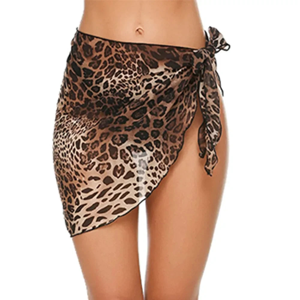 Swimsuit Coverups for Women Ruffle Hem Sarong Beach Bikini Wrap Sheer Short Skirt Chiffon Scarf for Swimwear