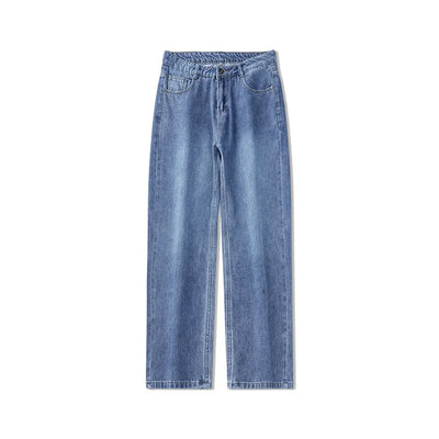 Men's Straight-Leg Jeans, Minimalist for All Seasons, Loose with Drape, Narrow-Wide Leg, Retro Casual Long Pants, Sizes 28-38