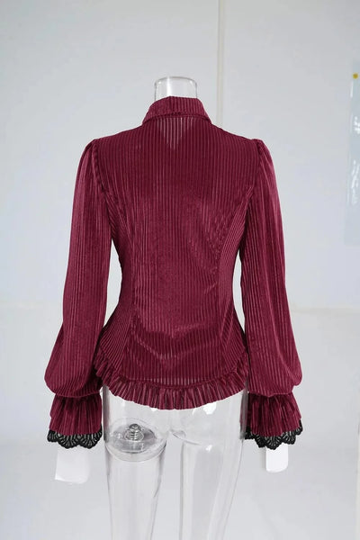 Gothic Blouse Ruffles Long Sleeves Punk Tops Women Autumn Streetwear Shirts