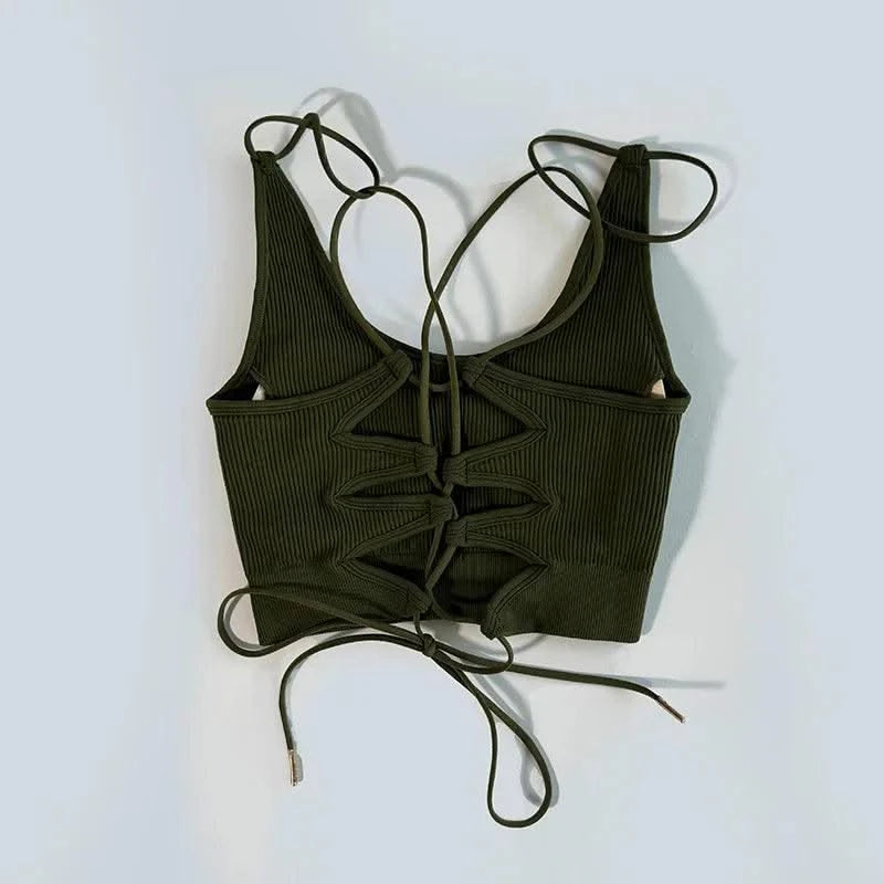Yoga Sports Bras for Women Open Back Design Padded Crop Top