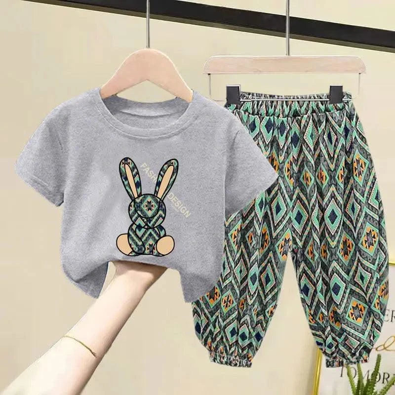 Summer Children Clothing Sets Boy Girl Mother Kids Clothes Suit Cotton Top T-shirt Short Sleeves Trousers 2pcs Baby Girl Clothes