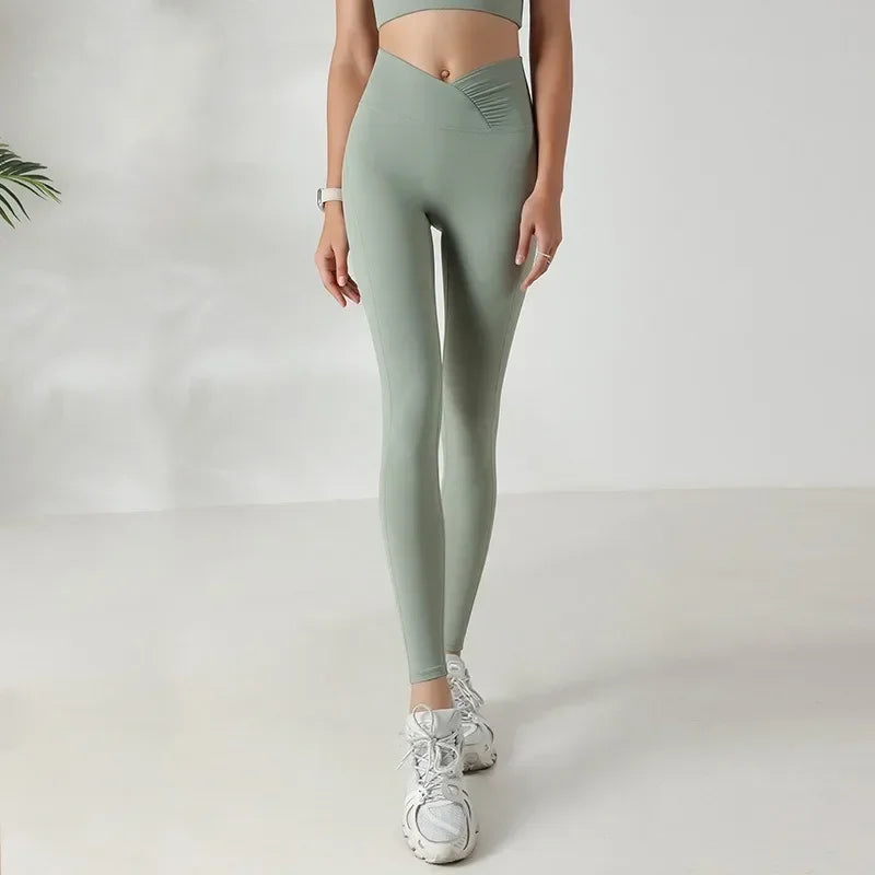 Yoga pants women's fitness running sports 2024 new spring and fall belly lifting hip tight bottoming pants nude stretch