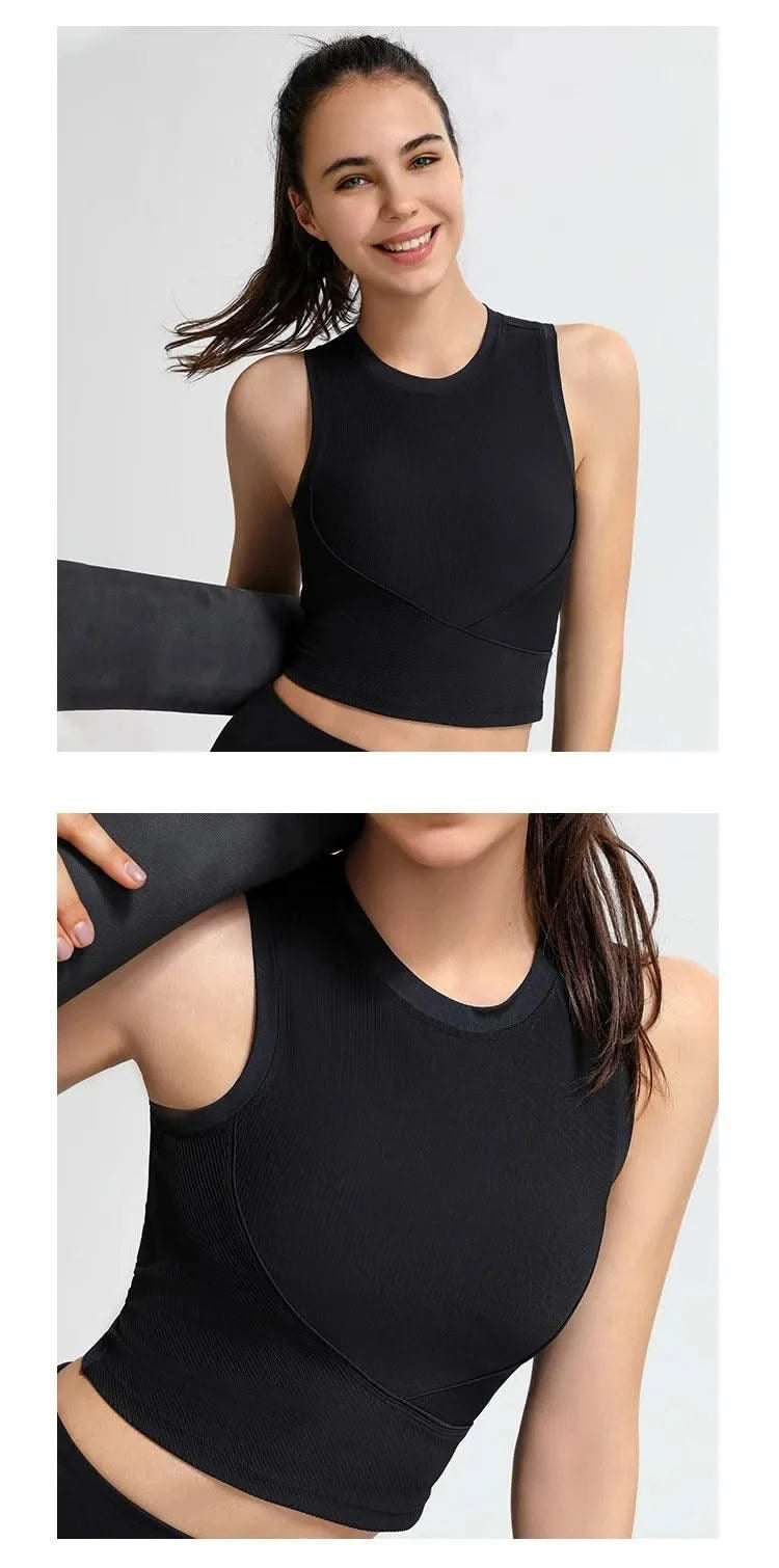 Women's Racerback Sports Bras with Padded - Summer Sleeveless Yoga Top Fitness Workout Running Shirt Breathable Quick Dry Vest