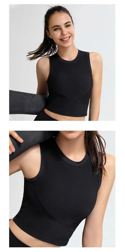 Women's Racerback Sports Bras with Padded - Summer Sleeveless Yoga Top Fitness Workout Running Shirt Breathable Quick Dry Vest