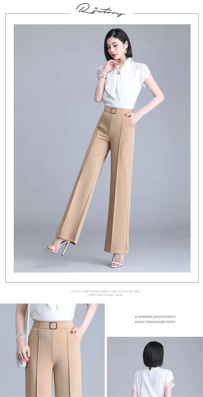 High Waist Wide Leg Pants Women Spring Autumn New Drop Feel Relaxed Straight Suit Pants Fashion Wild Casual Trousers White Black
