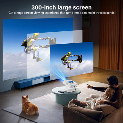 Portable Projector 4K Supported 1080P 8'' Touchscreen WiFi Bluetooth 180° Rotation USB HDMI Party UK EU US Plug Stunning Display