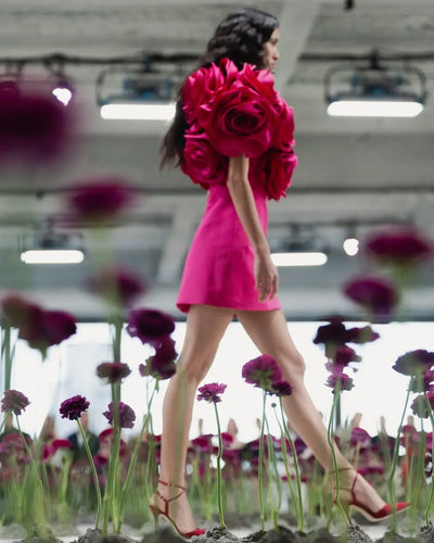 Beautiful Fuchsia Mini Party Dresses With Handmade Flower Details Short Women Dresses To Engagement Party