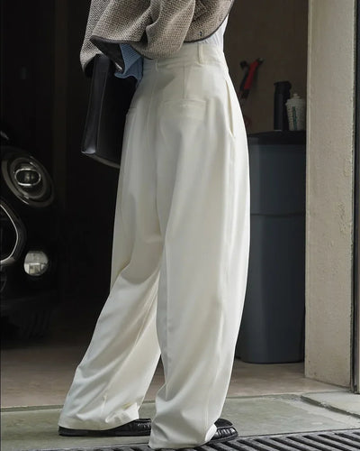 women's casual solid color straight leg wide trousers loose wear thin trousers pants