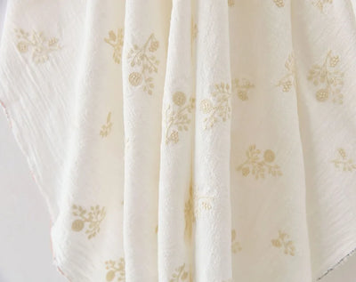 140x50cm Embroidered Slub Cotton Linen Fabric Clothing Sewing Fabric, Diy Women's Dress Forest Flower Cloth