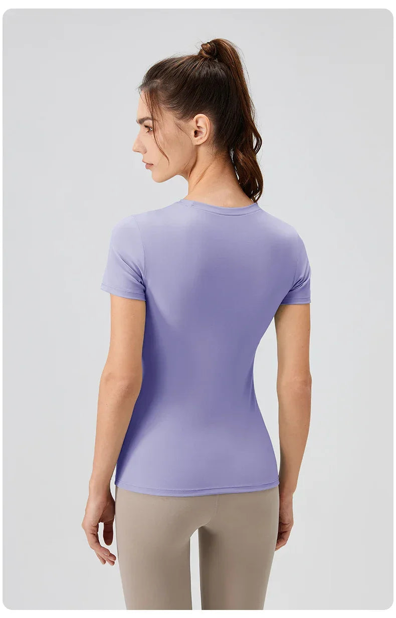 2024 Women Sports Shirt Tight Yoga top Quick Dry Gym Top Outdoor Short Sleeve Running Sportswear Women T-shirts - Elanique